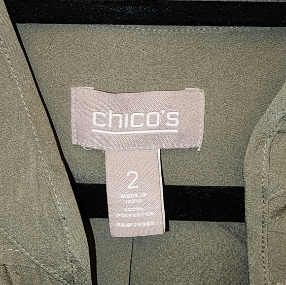 Chicós Cardigan Open Front Olive Green Pleats Size  2 Md - Picture 2 of 5